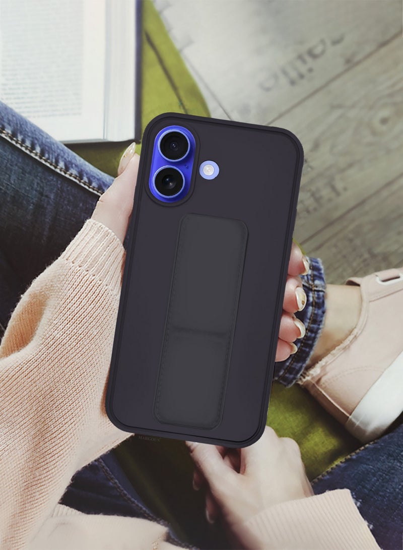 MARGOUN (for 16) 3 Pack, 1 Case and 2 Screen Protectors Premium PU Leather Case with Stand Function Shockproof and Anti Scratch Finger Grip Case Cover Dark Purple  - Image 5