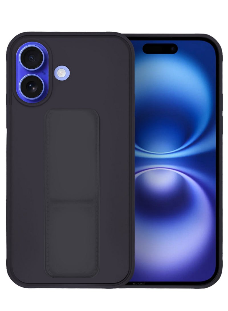 MARGOUN (for 16) 3 Pack, 1 Case and 2 Screen Protectors Premium PU Leather Case with Stand Function Shockproof and Anti Scratch Finger Grip Case Cover Dark Purple  - Image 2