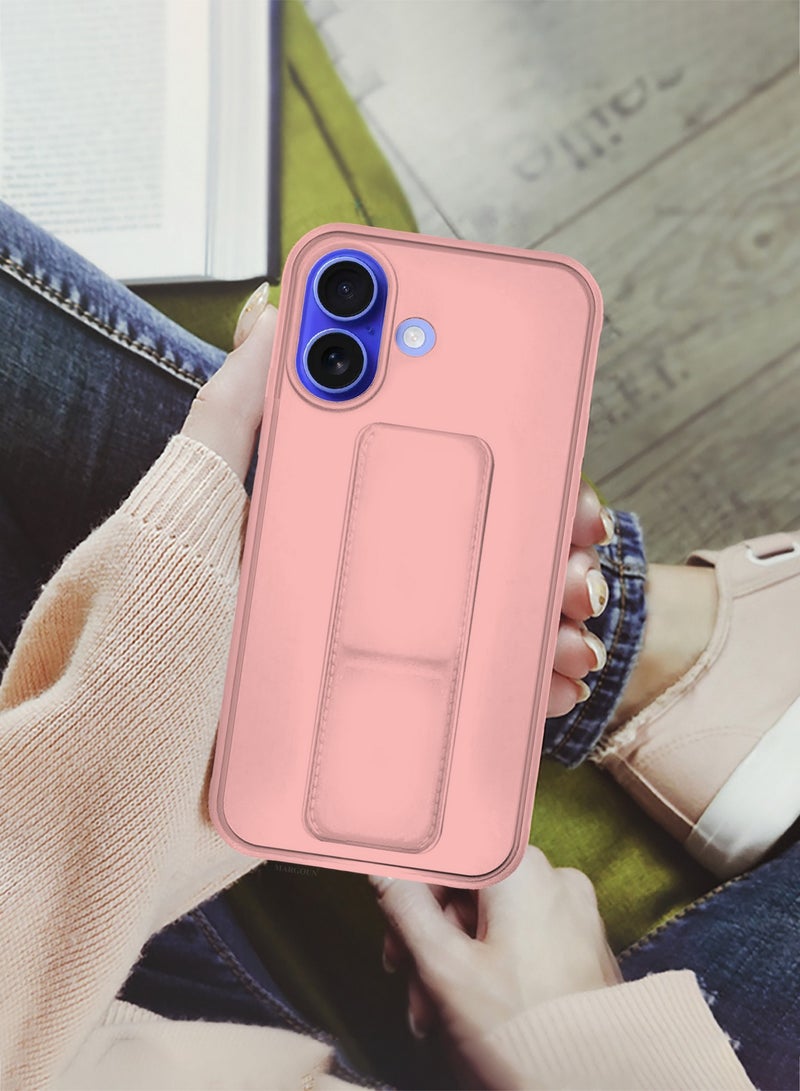 MARGOUN (for 16) Case Premium PU Leather Case with Stand Function Shockproof and Anti Scratch Finger Grip Case Cover Pink  - Image 4