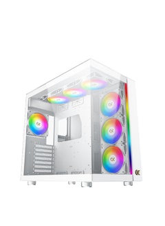 Xigmatek Aqua Ultra Arctic Super Tower Case, 0.8mm SPCC Thickness Material, Up to 360mm Radiator & 10*Fans Support, 3*Tempered Glass Panel Design, Screwless & Tool-less Design, White  - Image 1