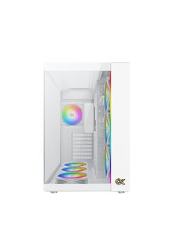 Xigmatek Aqua Ultra Arctic Super Tower Case, 0.8mm SPCC Thickness Material, Up to 360mm Radiator & 10*Fans Support, 3*Tempered Glass Panel Design, Screwless & Tool-less Design, White  - Image 4