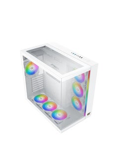 Xigmatek Aqua Ultra Arctic Super Tower Case, 0.8mm SPCC Thickness Material, Up to 360mm Radiator & 10*Fans Support, 3*Tempered Glass Panel Design, Screwless & Tool-less Design, White  - Image 2