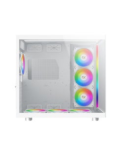 Xigmatek Aqua Ultra Arctic Super Tower Case, 0.8mm SPCC Thickness Material, Up to 360mm Radiator & 10*Fans Support, 3*Tempered Glass Panel Design, Screwless & Tool-less Design, White  - Image 3