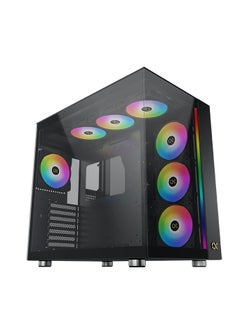 Xigmatek AQUA ULTRA AiR WIDE BODY Super Tower Case, 0.8mm SPCC Thickness Material, Up to 360mm Radiator & 10*Fans Support, 2*Tempered Glass Panel Design, Screwless & Tool-less Design, Black  - Image 1