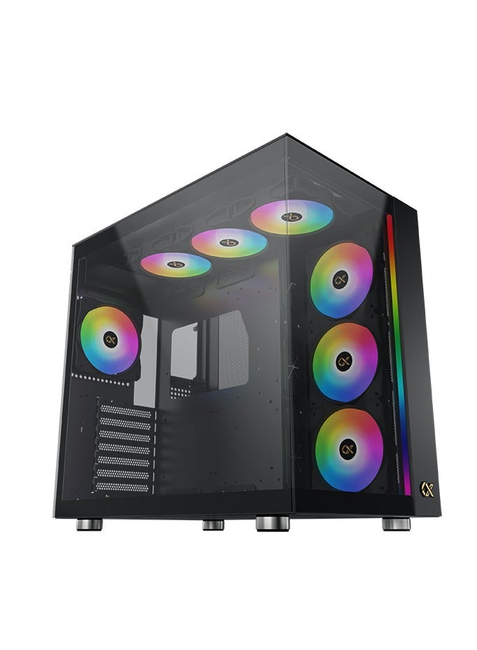زيجماتيك علبة AQUA ULTRA AiR WIDE BODY Super Tower، مادة SPCC بسمك 0.8 مم، مبرد يصل إلى 360 مم و10 مراوح، تصميم لوحتين من الزجاج المقوى، تصميم بدون براغي أو أدوات، أسود  - Image 1
