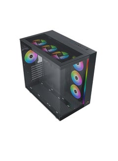 Xigmatek AQUA ULTRA AiR WIDE BODY Super Tower Case, 0.8mm SPCC Thickness Material, Up to 360mm Radiator & 10*Fans Support, 2*Tempered Glass Panel Design, Screwless & Tool-less Design, Black  - Image 2