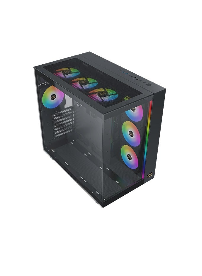 زيجماتيك علبة AQUA ULTRA AiR WIDE BODY Super Tower، مادة SPCC بسمك 0.8 مم، مبرد يصل إلى 360 مم و10 مراوح، تصميم لوحتين من الزجاج المقوى، تصميم بدون براغي أو أدوات، أسود  - Image 2