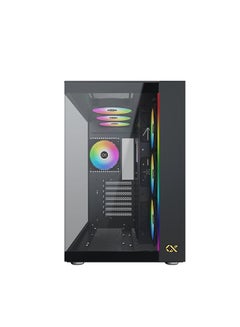 Xigmatek AQUA ULTRA AiR WIDE BODY Super Tower Case, 0.8mm SPCC Thickness Material, Up to 360mm Radiator & 10*Fans Support, 2*Tempered Glass Panel Design, Screwless & Tool-less Design, Black  - Image 3