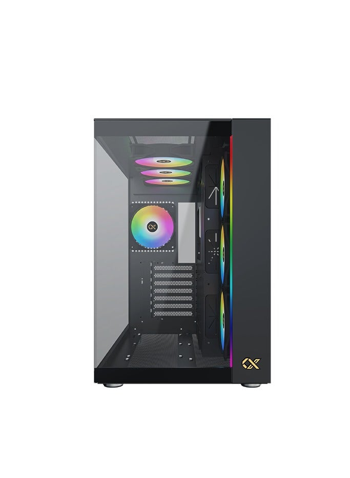 زيجماتيك علبة AQUA ULTRA AiR WIDE BODY Super Tower، مادة SPCC بسمك 0.8 مم، مبرد يصل إلى 360 مم و10 مراوح، تصميم لوحتين من الزجاج المقوى، تصميم بدون براغي أو أدوات، أسود  - Image 3