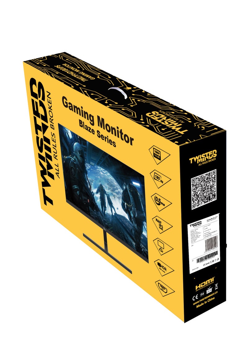 TM27FHD180IPS Blaze Series Gaming Monitor Flat 27 Inch 1920x1080p FHD IPS Panel 165/180hz Refresh Rate HDMI 2.1 0.5ms Response Time HDR with Built in Speakers Black