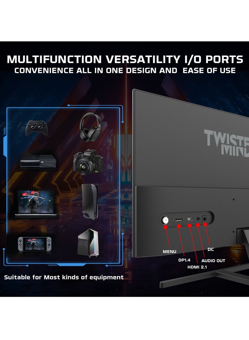 TWISTED MINDS TM27FHD180IPS Blaze Series Gaming Monitor Flat 27 Inch 1920x1080p FHD IPS Panel 165/180hz Refresh Rate HDMI 2.1 0.5ms Response Time HDR with Built in Speakers Black  - Image 4