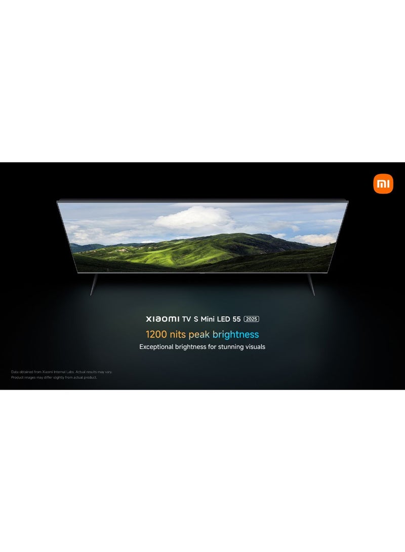 شاومي - 55 Inch S Mini LED 4k Display TV | Google TV | Quality audio-visual | A73Quad cortex | Ultra-low latency | 144HZ | Ultra-fast Wi-Fi 6 | 2025 - L55MASPLME Black - Image 1