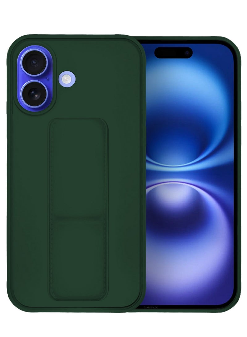 MARGOUN ( for iPhone 16 Plus ) 2 Pack, Case and Screen Protector Premium PU Leather Case with Stand Function Shockproof and Anti Scratch Finger Grip Case Cover Green  - Image 2