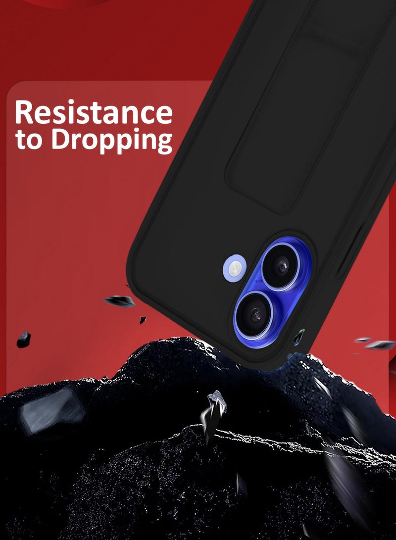 MARGOUN ( for iPhone 16 Plus ) 2 Pack, Case and Screen Protector Premium PU Leather Case with Stand Function Shockproof and Anti Scratch Finger Grip Case Cover Black - Image 4