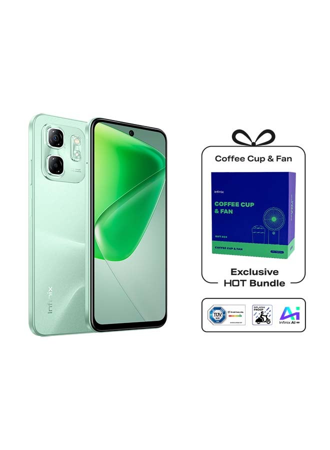 Infinix Hot50i Dual SIM Sage Green 4+4GB RAM 256GB 4G - Middle East Version With Coffee Cup & Fan  - Image 1