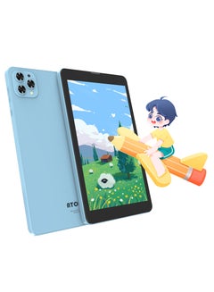 ATOUCH Android Kids Tablet Early Education 8 Inch Toddler Tab 8GB RAM 256GB ROM Bluetooth WiFi Dual SIM Parental Control Mode Dual Camera EVA Case with Built-in Stand Blue  - Image 2