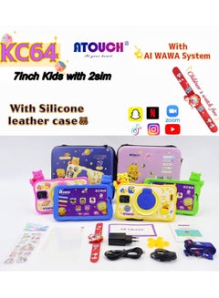 ATOUCH Smart Android Kids Tablet 7-inch Display 8GB RAM 256GB ROM Dual Sim 5G Network Built-in Stand Silicone Case with Carry Bag Pink  - Image 3