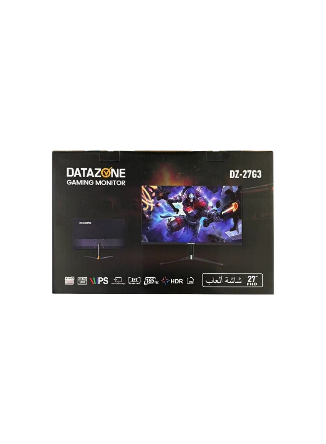Datazone - 27" inch, FHD (1920x1080) 165HZ, IPS Gaming Monitor, 1ms GTG Response Time, Console Compatible (PS5-XBOX) With Built-in Speakers Black - Image 1