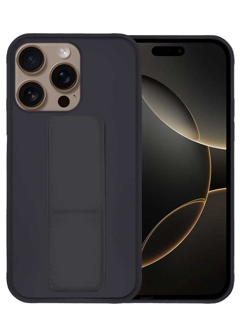MARGOUN ( for iPhone 16 Pro Max ) Case Premium PU Leather Case with Stand Function Shockproof and Anti Scratch Finger Grip Case Cover Dark Purple  - Image 1