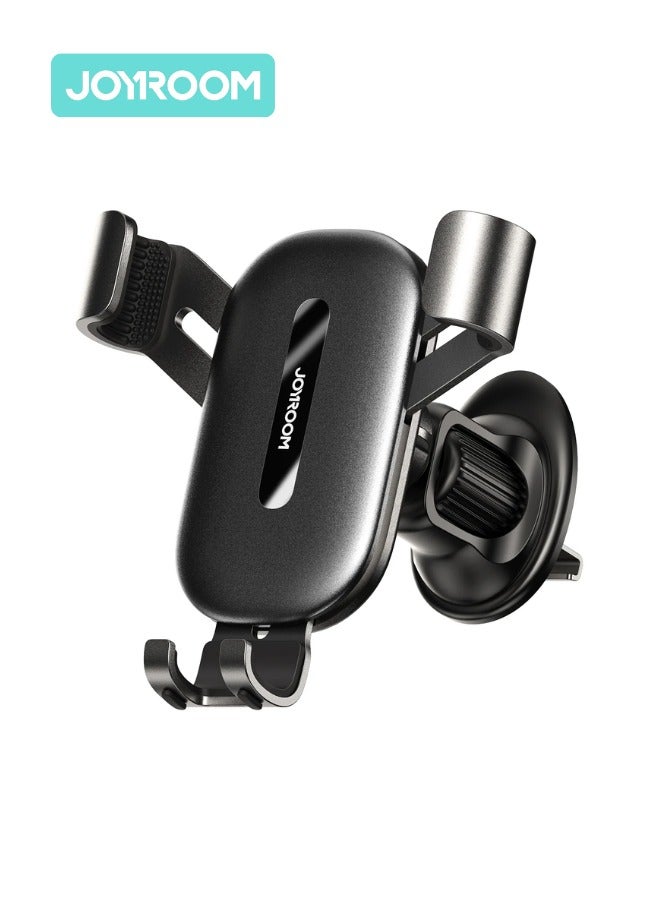 JOYROOM Phone Holder, Mobile Holder For the Car Air Vent Phone Stand Car Auto Lock Gravity Mobile Phone Mount AC Vent Car Mount Compatible With iPhone 16/15/14 Series and earlier, Galaxy S25/S24/S25, Z Flip 5 4, Xiaomi - CE Certified - Premium Build Black - Image 1