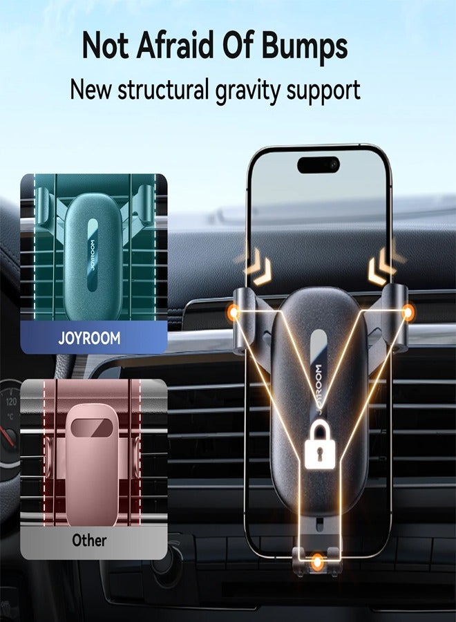 JOYROOM Phone Holder, Mobile Holder For the Car Air Vent Phone Stand Car Auto Lock Gravity Mobile Phone Mount AC Vent Car Mount Compatible With iPhone 16/15/14 Series and earlier, Galaxy S25/S24/S25, Z Flip 5 4, Xiaomi - CE Certified - Premium Build Black - Image 4