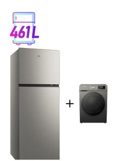 Hisense 2 Piece Set Refrigerator 9Kg Washer 6Kg Dryer RT599N4ASU+WDQA9014EVJMWT Silver  - Image 1