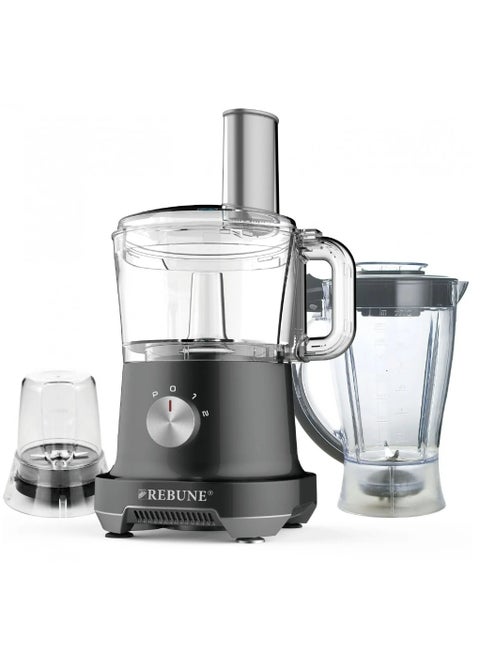 Multifunctional Food Processor With Blender, Chopper, Slicer, Whisk, And Dough Maker 500 W RE-2-058 Grey