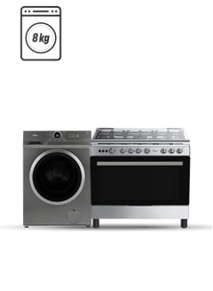 Home Bundle -  8KG Front Load Washing Machine + 60x60cm Freestanding Cooker MF100W80BT-GCC+BME62058FFD-D Titanium