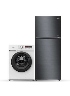 Midea Home Bundle -  580L Gross Top Mount Double Door Refrigerator + 7KG Front Load Washing Machine MDRT580MTE46D+MFN70 Silver / White  - Image 1