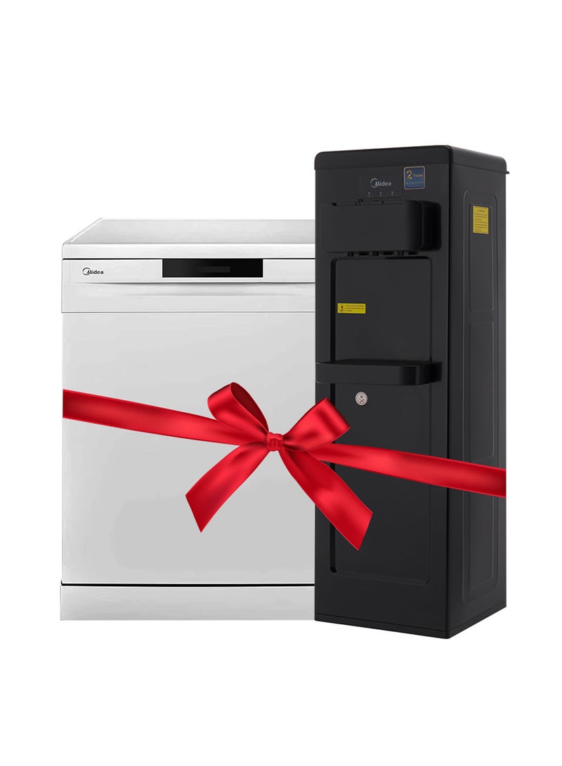 مديا Home Bundle -  14 Place Freestanding Dishwasher + Top Loading Water Dispenser WQP147605VS+YL1917SAE-BK White / Black  - Image 1