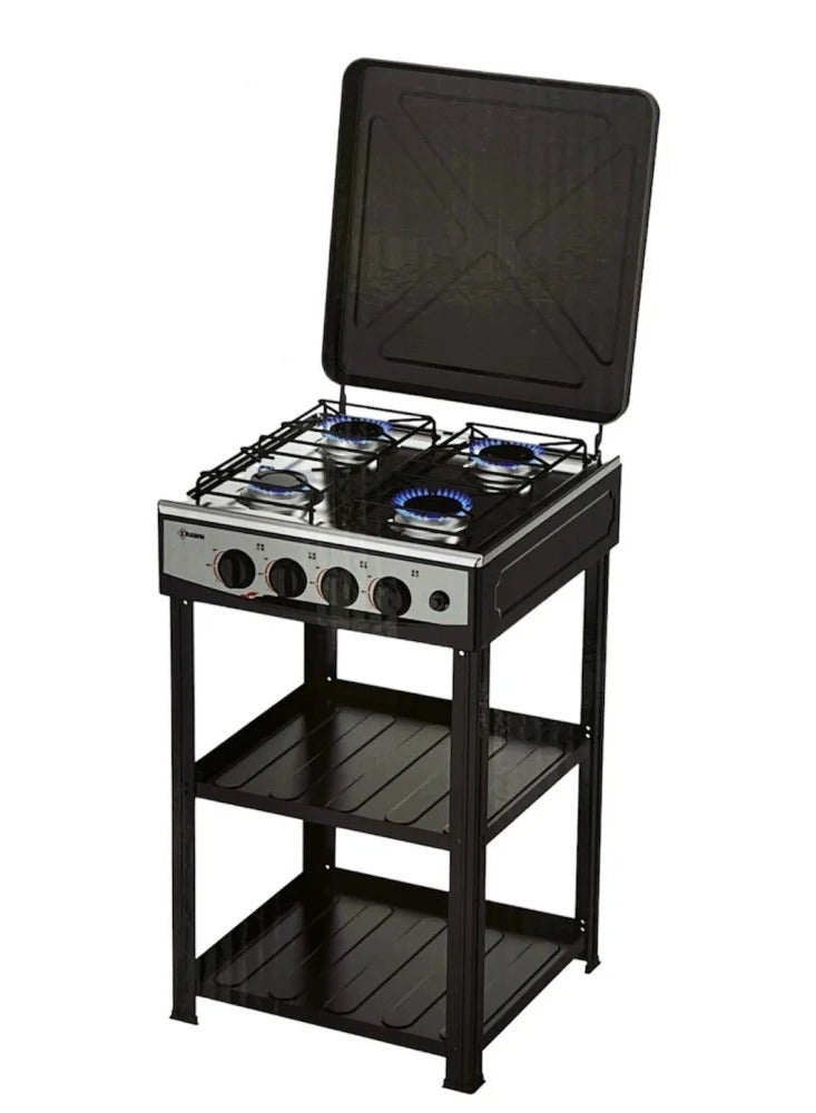 كراون Gas Stove 4 Burners Steel With Auto Ignition - 4 Eyes 38042 Black  - Image 1
