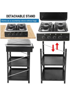 KRAWN Gas Stove 4 Burners Steel With Auto Ignition - 4 Eyes 38042 Black  - Image 4