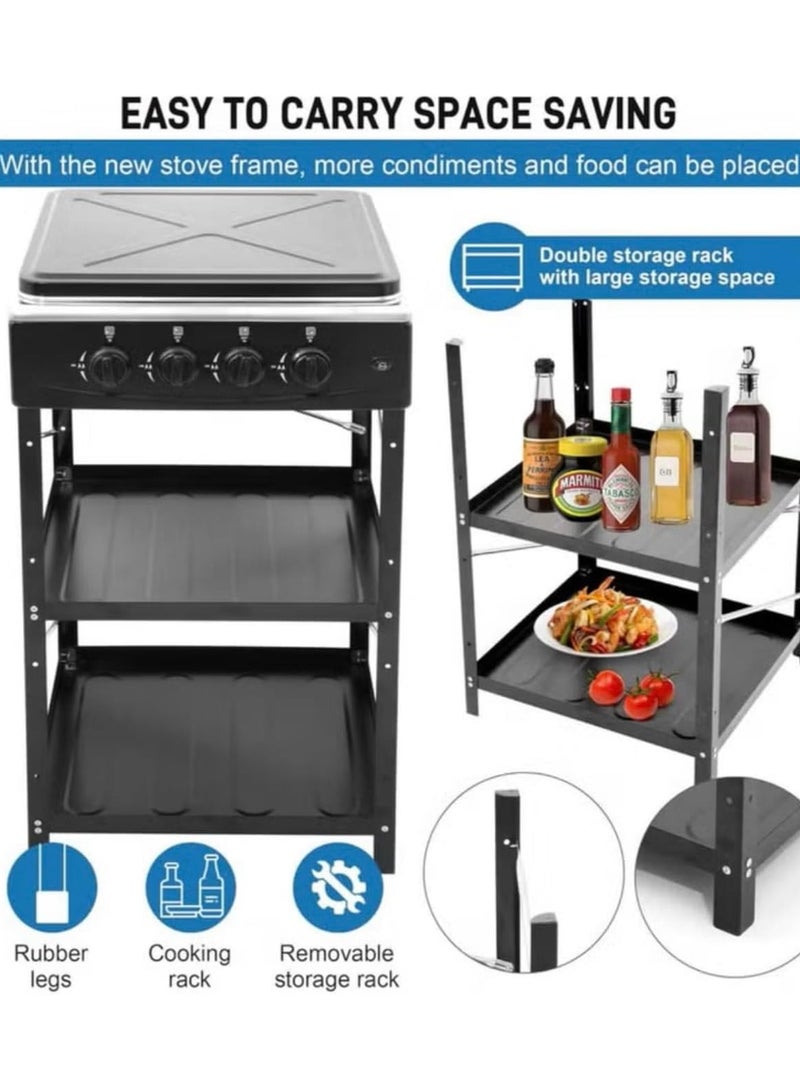 كراون Gas Stove 4 Burners Steel With Auto Ignition - 4 Eyes 38042 Black  - Image 5