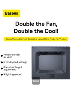 Baseus ThermoCool Laptop Stand for Heat Dissipation and Hollow Carved Cooling Fan with 5 Wind Speed ​​Levels | Grey  - Image 4