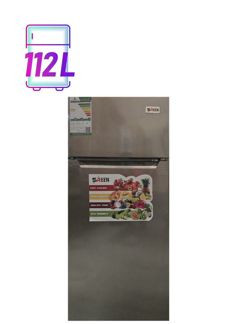 SREEN - Double Door Refrigerator - 4 Feet - 112 Liters SRTM145DF Silver - Image 1