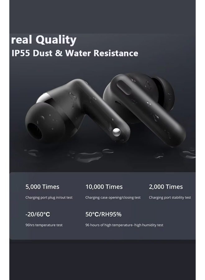 realme - Global Version realme Buds T310 Bluetooth 5.4 Wireless TWS Earphone 40H Battery Life Headphone 46dB Active Noise Cancelling Black - Image 1