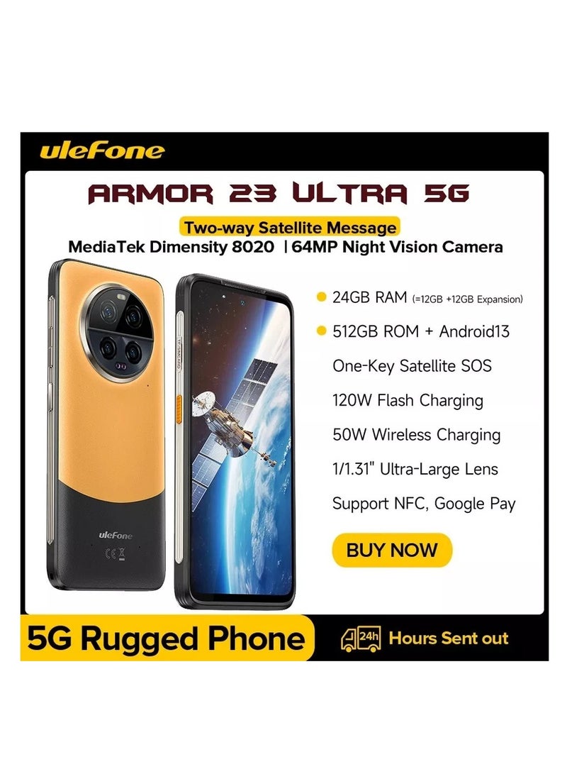 أوليفون - Ulefone Armor 23 Ultra 5G Rugged Phone 12GB+512GB 6.78" Display umbra orange - Image 1