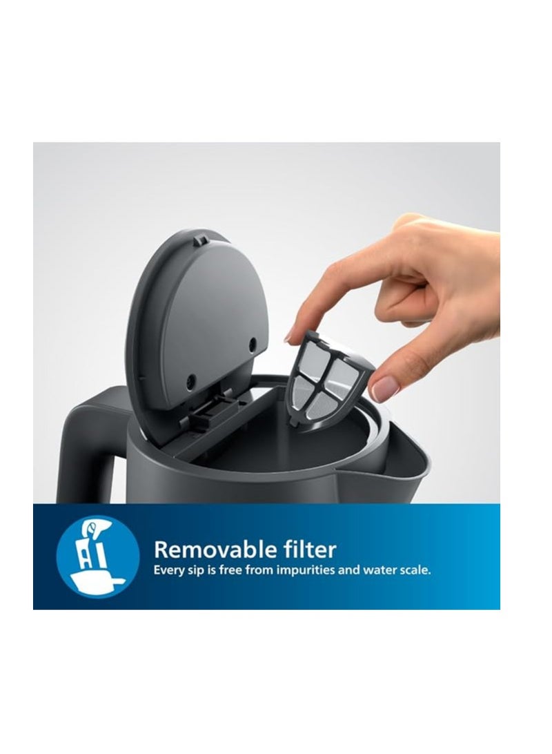 Philips Essentials Collection Kettle 1000 Series 1.7 L 1800 W HD9314 Charcoal Grey  - Image 3