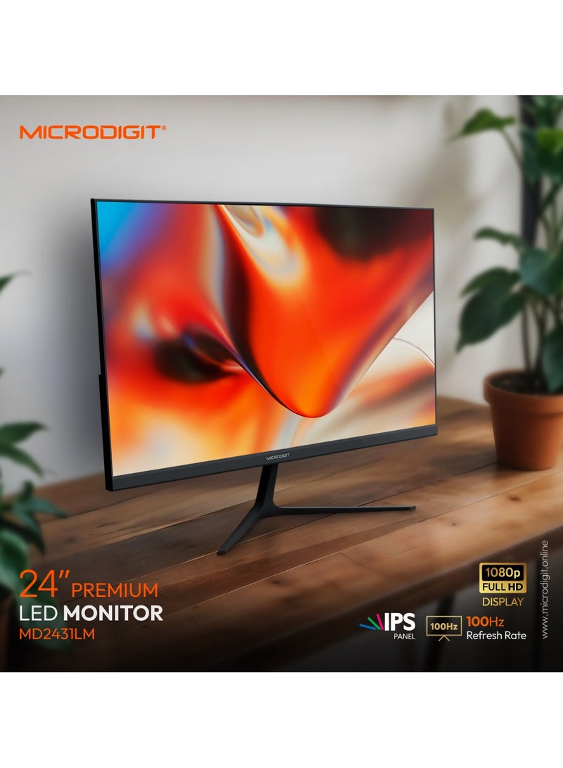 Microdigit Premium 24 inch Full HD (1920/1080)100Hz IPS HDMI Monitor Multicolour - Image 5