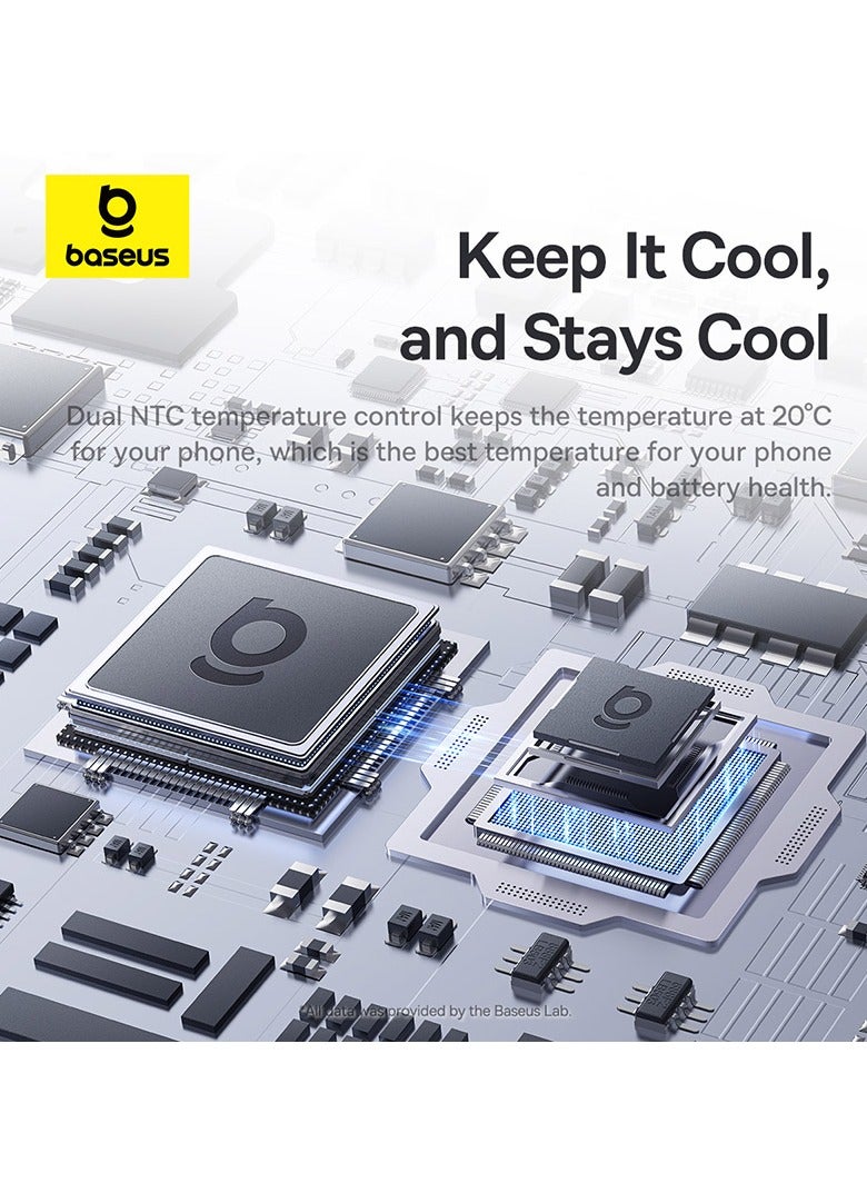 Baseus - Ultra-Thin Magnetic Phone Cooler with 15W Wireless Charging for iPhone Gaming - High-Efficiency Radiator with Mobile Phone Stand and Cooling Fan for Optimal Performance, Enhanced Gaming Experience, and Extended Playtime - Perfect Accessory for Gamers on the Go (With Wireless Charger) With 15W Wireles Charger - Black - Image 1