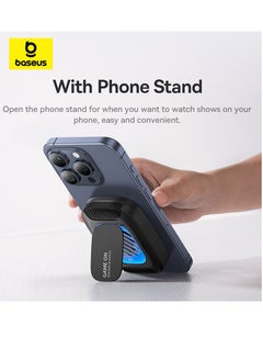 بيسوس Ultra-Thin Magnetic Phone Cooler with 15W Wireless Charging for iPhone Gaming - High-Efficiency Radiator with Mobile Phone Stand and Cooling Fan for Optimal Performance, Enhanced Gaming Experience, and Extended Playtime - Perfect Accessory for Gamers on the Go (With Wireless Charger) With 15W Wireles Charger - Black  - Image 5