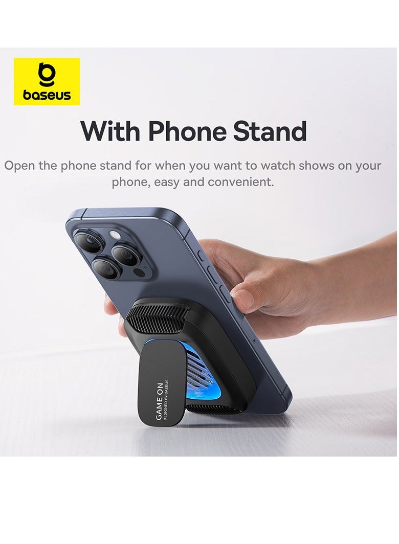 Baseus Ultra-Thin Magnetic Phone Cooler with 15W Wireless Charging for iPhone Gaming - High-Efficiency Radiator with Mobile Phone Stand and Cooling Fan for Optimal Performance, Enhanced Gaming Experience, and Extended Playtime - Perfect Accessory for Gamers on the Go (With Wireless Charger) With 15W Wireles Charger - Black  - Image 5