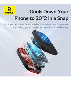 بيسوس Ultra-Thin Magnetic Phone Cooler – Efficient Heat Dissipation Radiator with Smart Temperature Control, Lightweight & Portable Design, Magnetic Attachment for Compatible Phones, Ideal for Intense Gaming & Extended Use, Keep Your Device Cool & Performance High Without Wireless Charger - Black  - Image 2