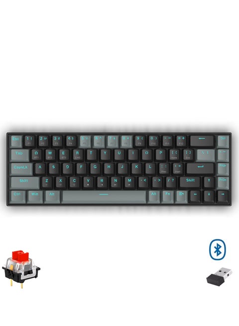 K662 Gwern Dual Mode Wireless, Bluetooth Gaming Mechanical Keyboard, Red Switch