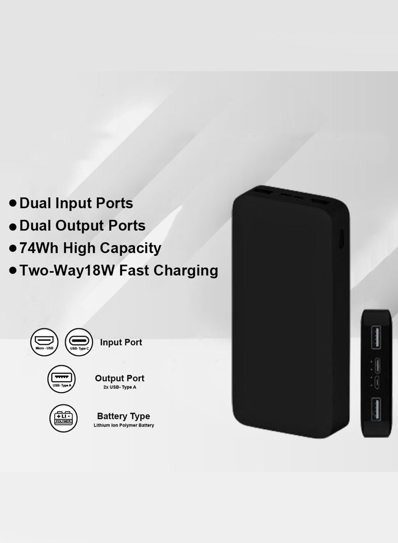MARGOUN 20000 mAh Power Bank Portable Charger,18W High Capacity, External Battery Pack Compatible with Smart Devices Black  - Image 5