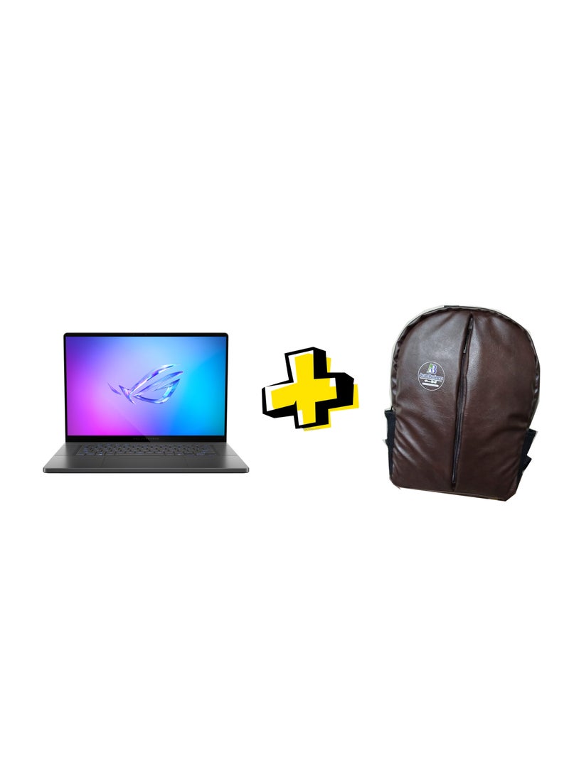 ASUS - ASUS ROG Zephyrus G16 GA605WI-QR050W – Ryzen AI 9 HX 370 – 32GB DDR5 – 1TB SSD – RTX 4070 8GB – 16 inch 240Hz OLED + Brown Bag English/Arabic Eclipse Gray - Image 1