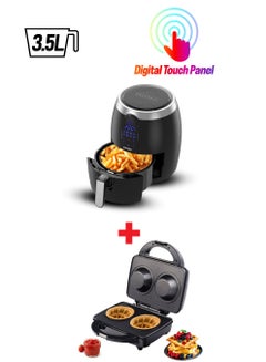 SONASHI 3.5L Digital Air Fryer + Dual Cup Waffle Maker | Ideal For Fried Snacks And Waffles | Easy To Clean Models With Temperature Control Feature | User-Friendly Kitchen Appliance Bundle 3.5 L 1400 W SAF-350 + SWM-867 Black  - Image 1