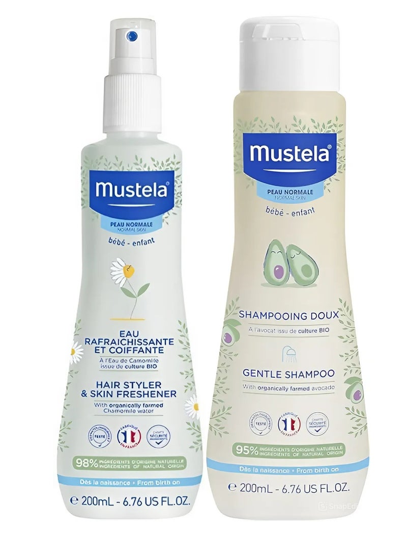 Mustela Set Of Mix Baby Skin Freshener For Hair and Body And Gentle Baby Shampoo With Avocado 200ml  - Image 1