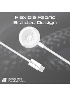 PROMATE Promate USB-C to Apple Watch Super Fast Charging Cable 1.2m Durable Braided 5W Charging Power White  - Image 5