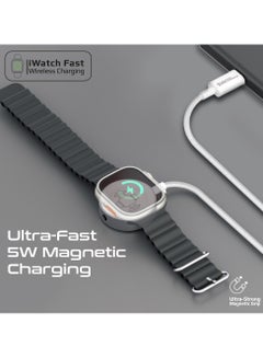PROMATE Promate USB-C to Apple Watch Super Fast Charging Cable 1.2m Durable Braided 5W Charging Power White  - Image 2